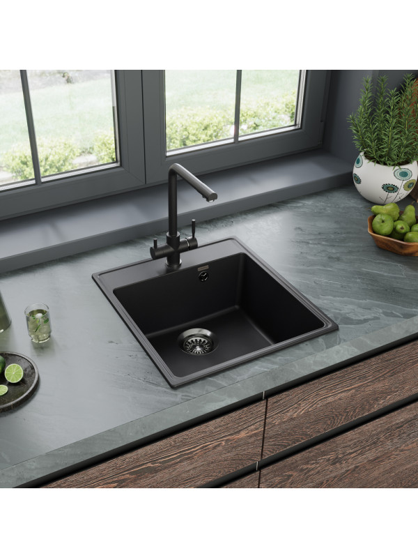 Кухонная мойка Maunfeld Perla 460 MFQS-460B черный в интерьере
