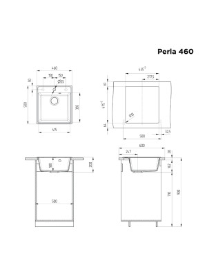 Кухонная мойка Maunfeld Perla 460 MFQS-460DGR темно-серый схема