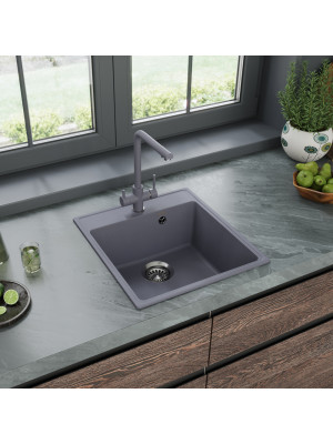 Кухонная мойка Maunfeld Perla 460 MFQS-460LGR светло-серый в интерьере