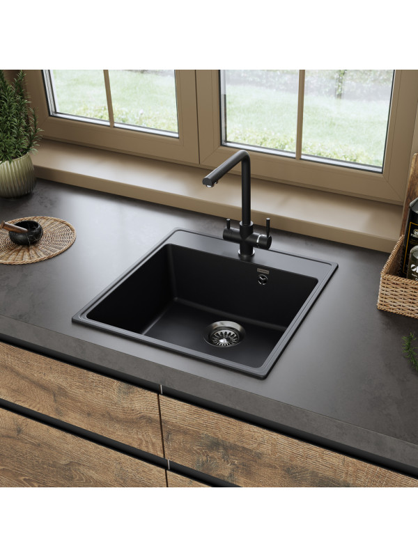 Кухонная мойка Maunfeld Perla 505 MFQS-505B черный в интерьере