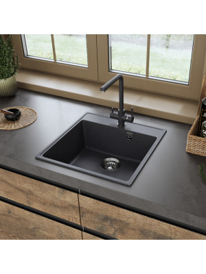 Кухонная мойка Maunfeld Perla 505 MFQS-505DGR темно-серый в интерьере