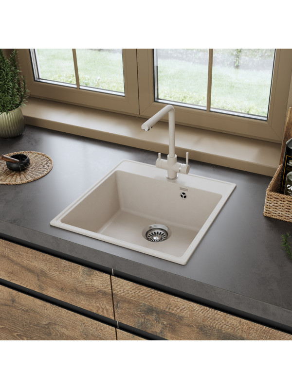 Кухонная мойка Maunfeld Perla 505 MFQS-505LBG светло-бежевый в интерьере