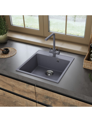 Кухонная мойка Maunfeld Perla 505 MFQS-505LGR светло-серый в интерьере