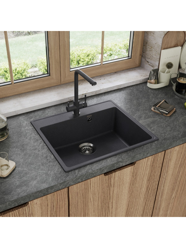 Кухонная мойка Maunfeld Perla 580 MFQS-580DGR темно-серый в интерьере