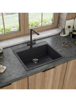 Кухонная мойка Maunfeld Perla 580 MFQS-580DGR темно-серый в интерьере