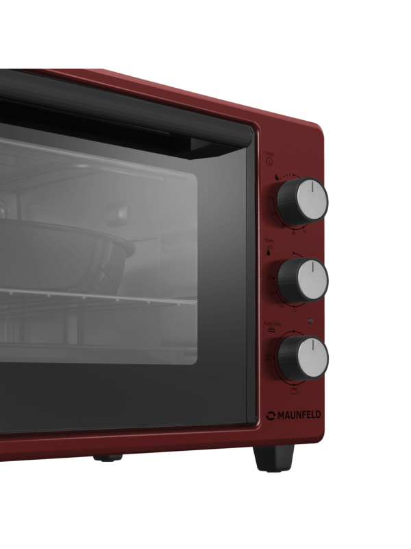 Мини-печь Maunfeld MMO-373MR01Red вблизи