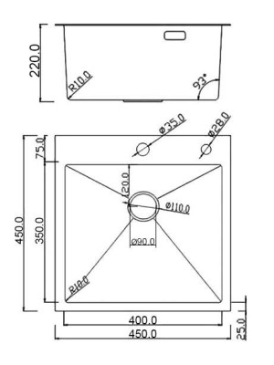 Кухонная мойка Roxen Simple 560220-45 сатин схема