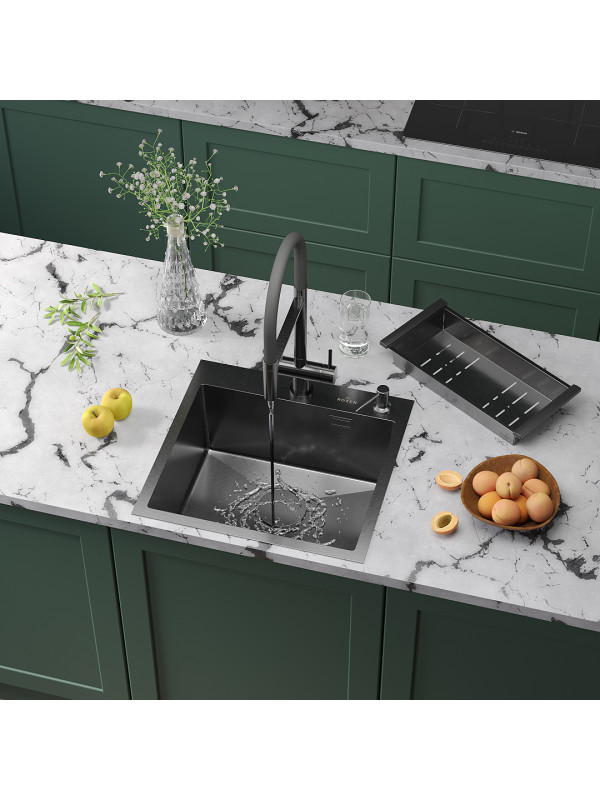 Кухонная мойка Roxen Simple 560220-50B графит в интерьере