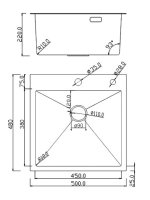 Кухонная мойка Roxen Simple 560220-50B графит схема