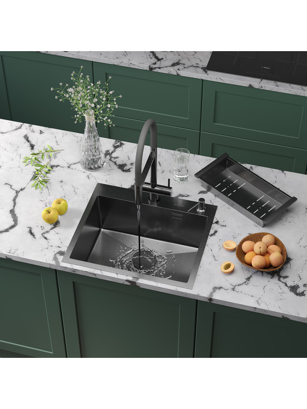 Кухонная мойка Roxen Simple 560220-55B графит в интерьере
