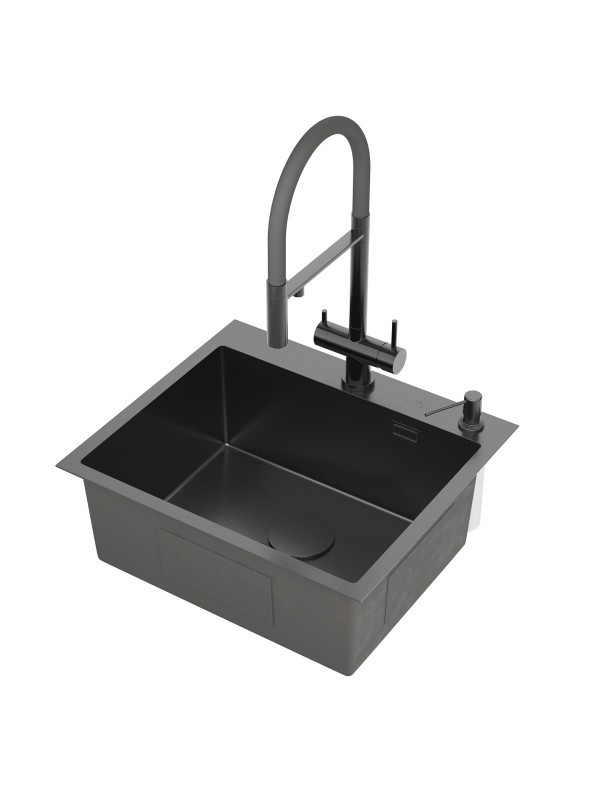 Кухонная мойка Roxen Simple 560220-55B графит сбоку