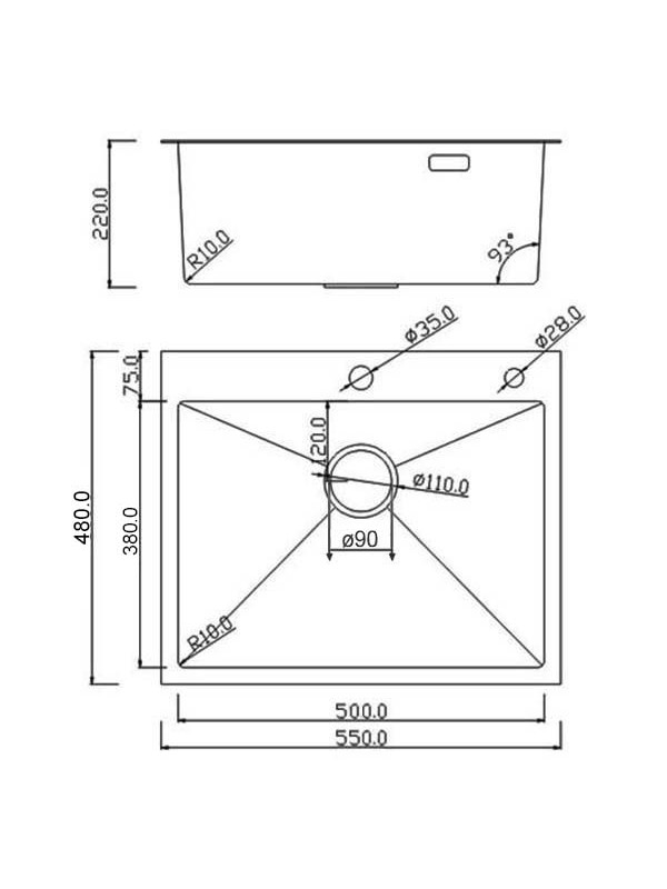 Кухонная мойка Roxen Simple 560220-55B графит схема