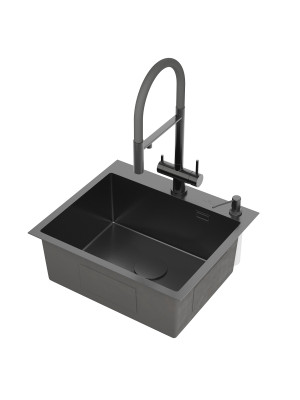 Кухонная мойка Roxen Simple 560220-55B графит сбоку