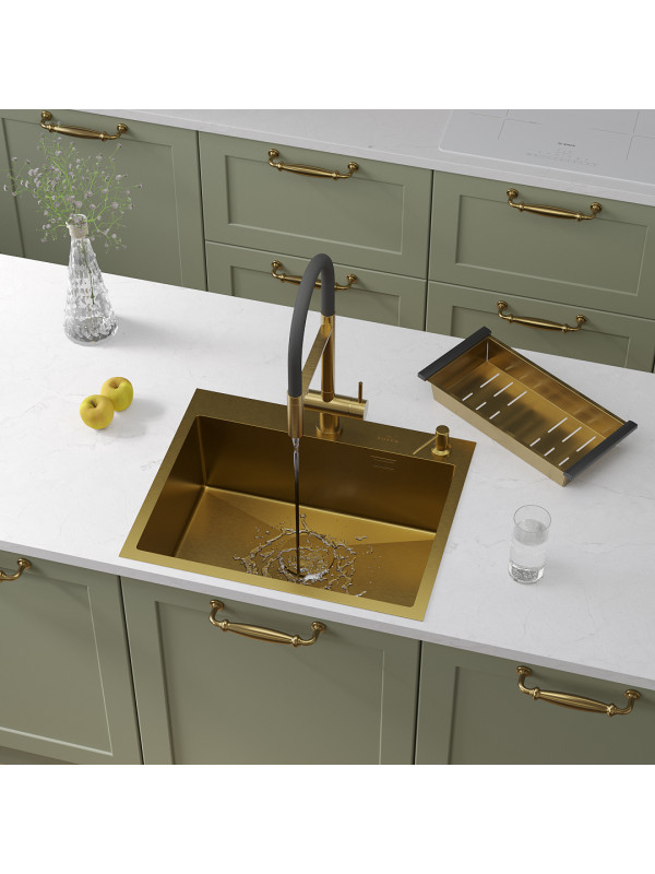 Кухонная мойка Roxen Simple 560220-60G золотистый в интерьере