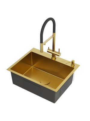 Кухонная мойка Roxen Simple 560220-60G золотистый сбоку