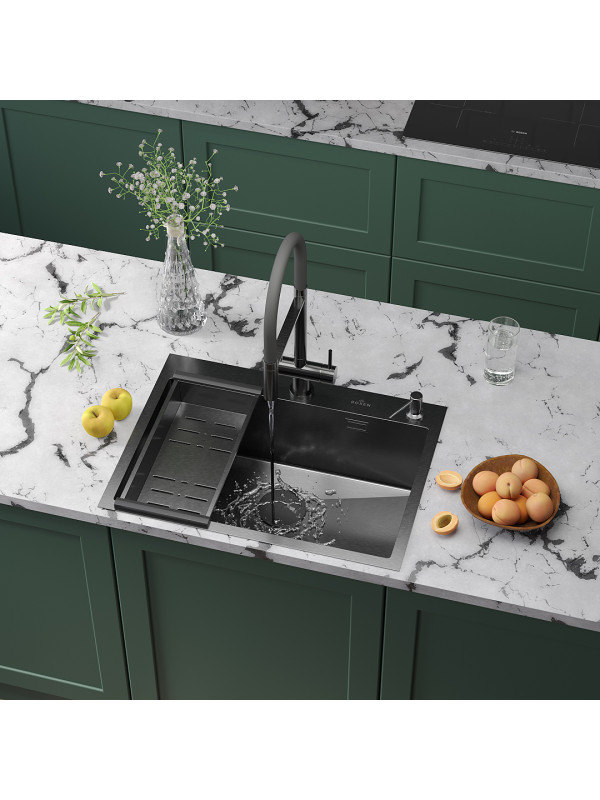 Кухонная мойка Roxen Simple 560220-65B графит в интерьере