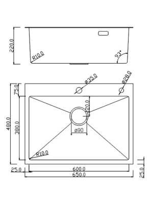Кухонная мойка Roxen Simple 560220-65B графит схема