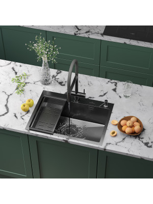 Кухонная мойка Roxen Simple 560220-65B графит в интерьере