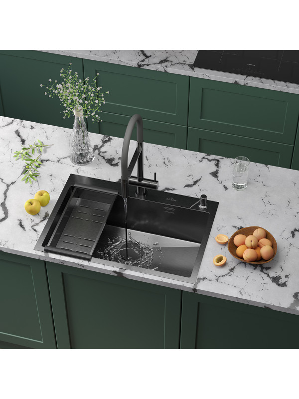 Кухонная мойка Roxen Simple 560220-70B графит в интерьер