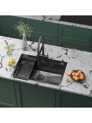 Кухонная мойка Roxen Simple 560220-70B графит в интерьер