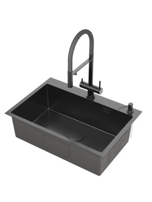 Кухонная мойка Roxen Simple 560220-70B графит сбоку