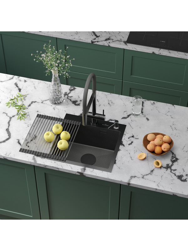 Кухонная мойка Roxen Snake 560220-45-BS графит в интерьере