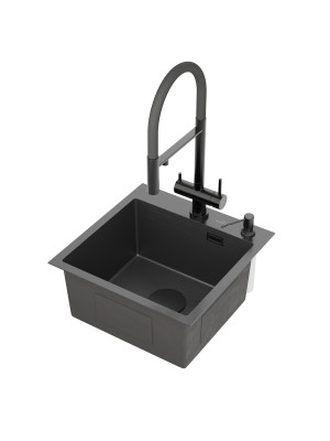 Кухонная мойка Roxen Snake 560220-45-BS графит сбоку