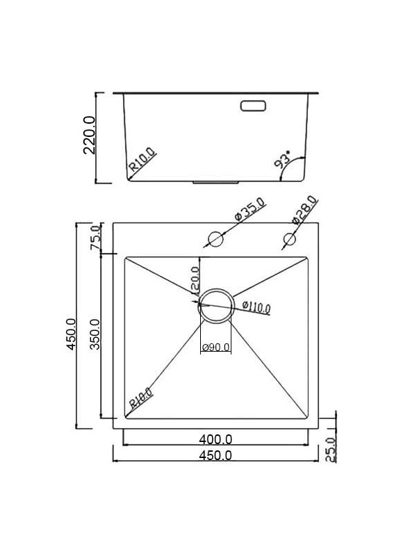 Кухонная мойка Roxen Snake 560220-45-S сатин схема