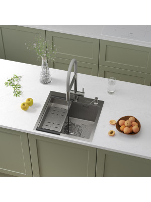 Кухонная мойка Roxen Snake 560220-50-S сатин в интерьере