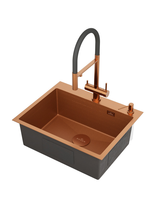 Кухонная мойка Roxen Snake 560220-60-BRS бронза сбоку