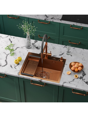 Кухонная мойка Roxen Snake 560220-60-BRS бронза в интерьере