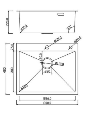 Кухонная мойка Roxen Snake 560220-60-BRS бронза схема