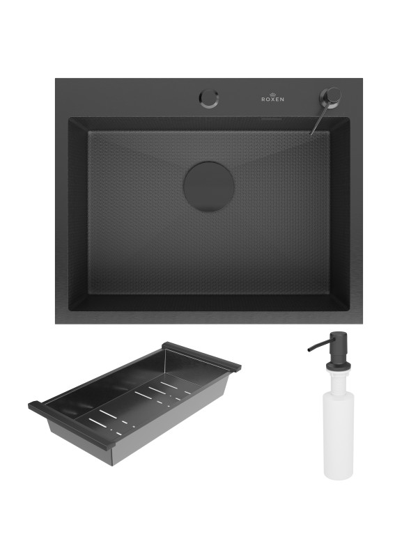Кухонная мойка Roxen Snake 560220-60-BS графит комплектация