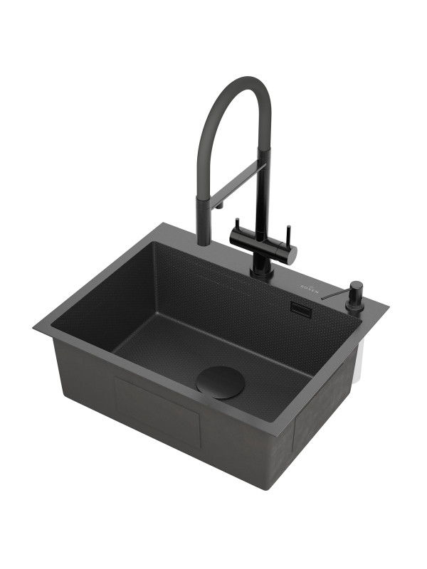 Кухонная мойка Roxen Snake 560220-60-BS графит сбоку