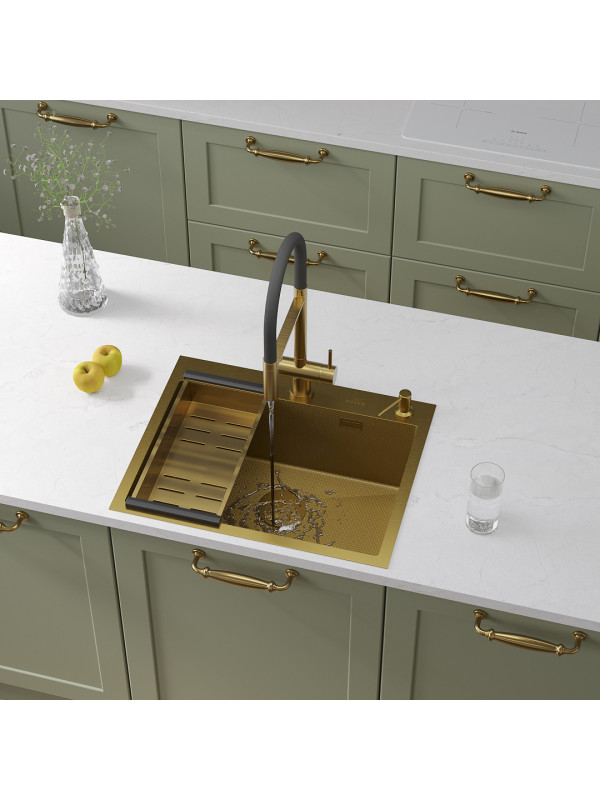 Кухонная мойка Roxen Snake 560220-60-GS золотистый в интерьере
