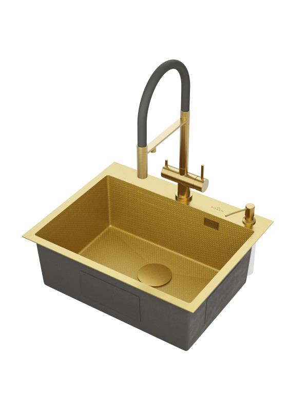 Кухонная мойка Roxen Snake 560220-60-GS золотистый сбоку