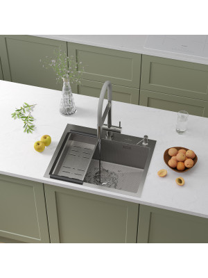 Кухонная мойка Roxen Snake 560220-60-S сатин в интерьере