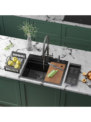Кухонная мойка Roxen Stage 560250-60B графит в интерьере