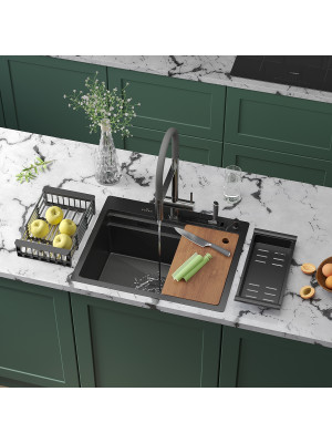 Кухонная мойка Roxen Stage 560250-60-BS оружейная сталь в интерьере