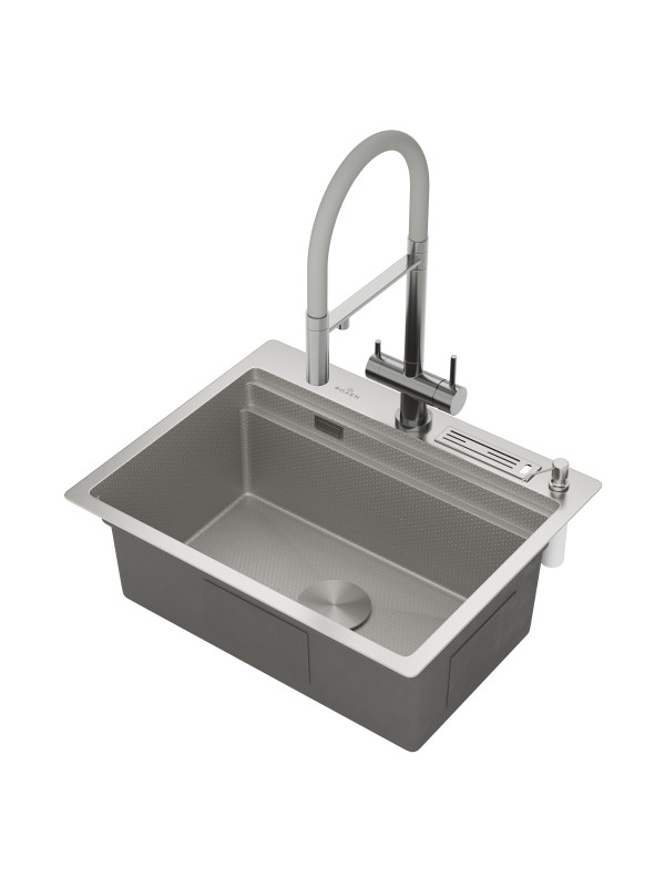 Кухонная мойка Roxen Stage 560250-60-S сатин сбоку