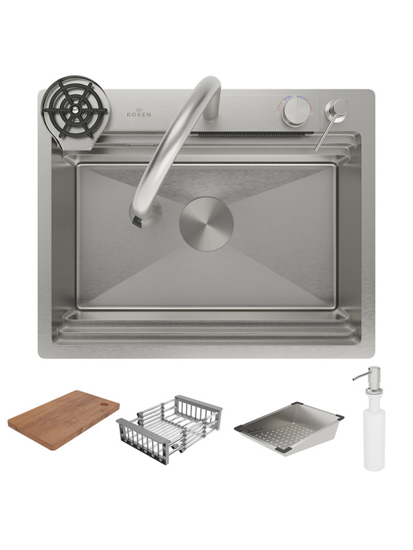 Кухонная мойка Roxen Stage Plus 560250-60 сатин комплектация