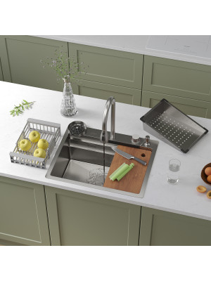 Кухонная мойка Roxen Stage Plus 560250-60 сатин в интерьере