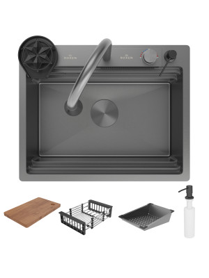 Кухонная мойка Roxen Stage Plus 560250-60B графит комплектация