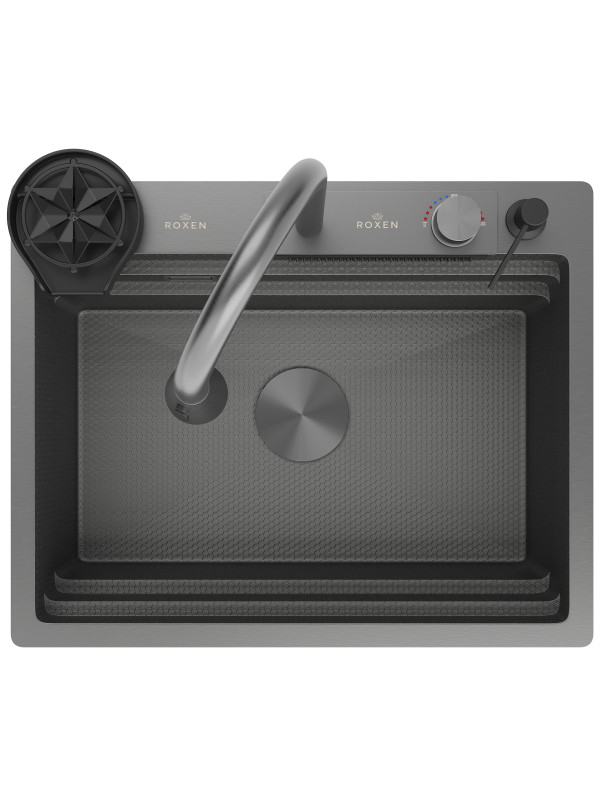 Кухонная мойка Roxen Stage Plus 560250-60-BS текстурный графит