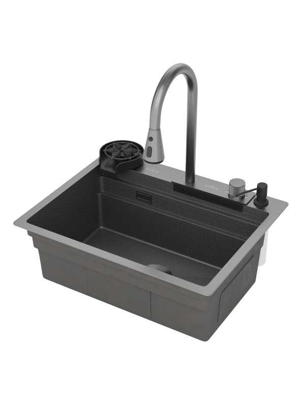 Кухонная мойка Roxen Stage Plus 560250-60-BS текстурный графит сбоку
