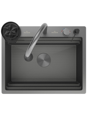 Кухонная мойка Roxen Stage Plus 560250-60-BS текстурный графит