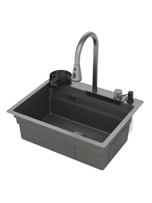 Кухонная мойка Roxen Stage Plus 560250-60-BS текстурный графит сбоку
