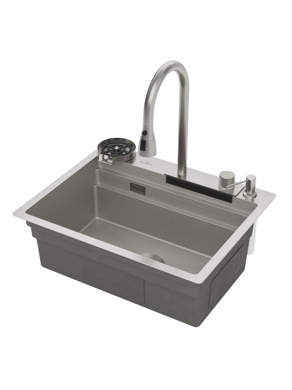 Кухонная мойка Roxen Stage Plus 560250-60-S текстурный сатин сбоку