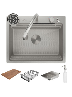 Кухонная мойка Roxen Stage Plus 560250-60-S текстурный сатин комплектация