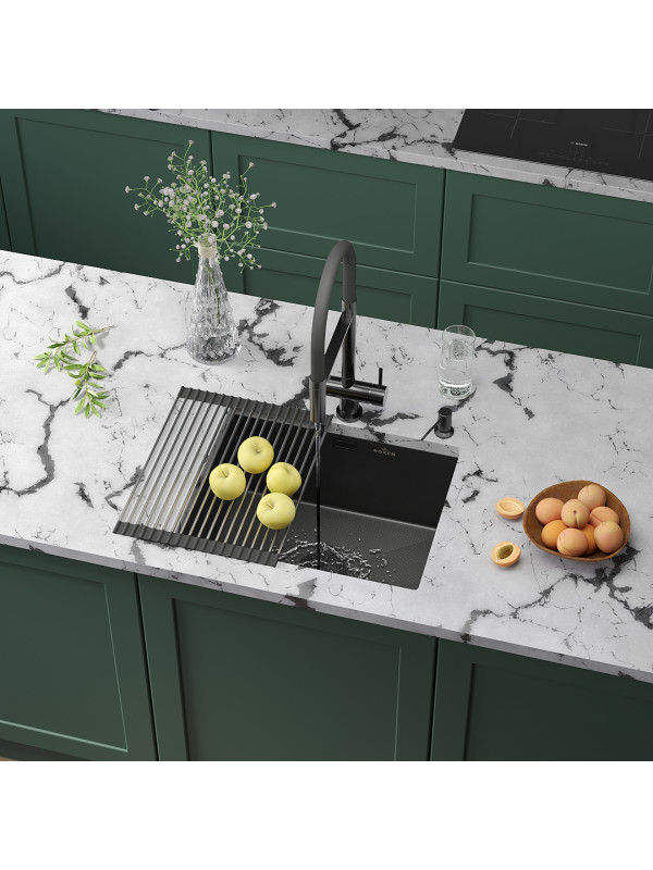 Кухонная мойка Roxen Uno 560210-54-BS графит в интерьере